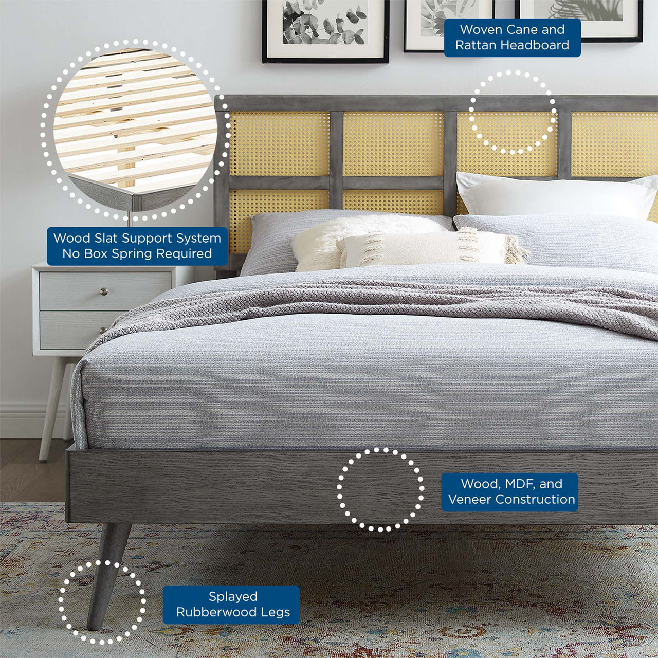 Matrix Full Platform Bed, Gray