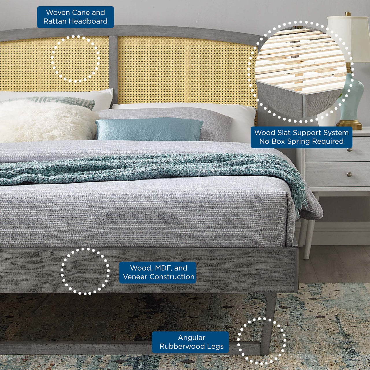 Payne Queen Platform Bed, Gray