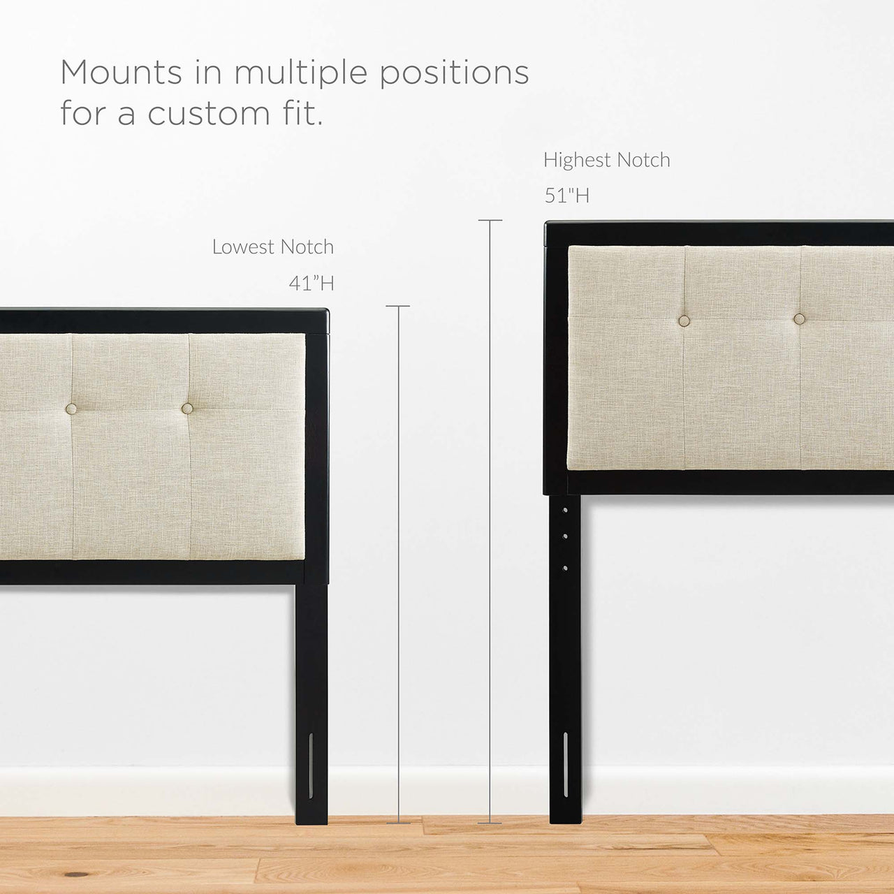 Weslow Button-Tufted Queen Platform Bed, Black & Beige
