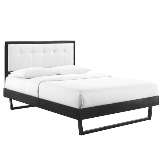 Weslow Button-Tufted Queen Platform Bed, Black & White
