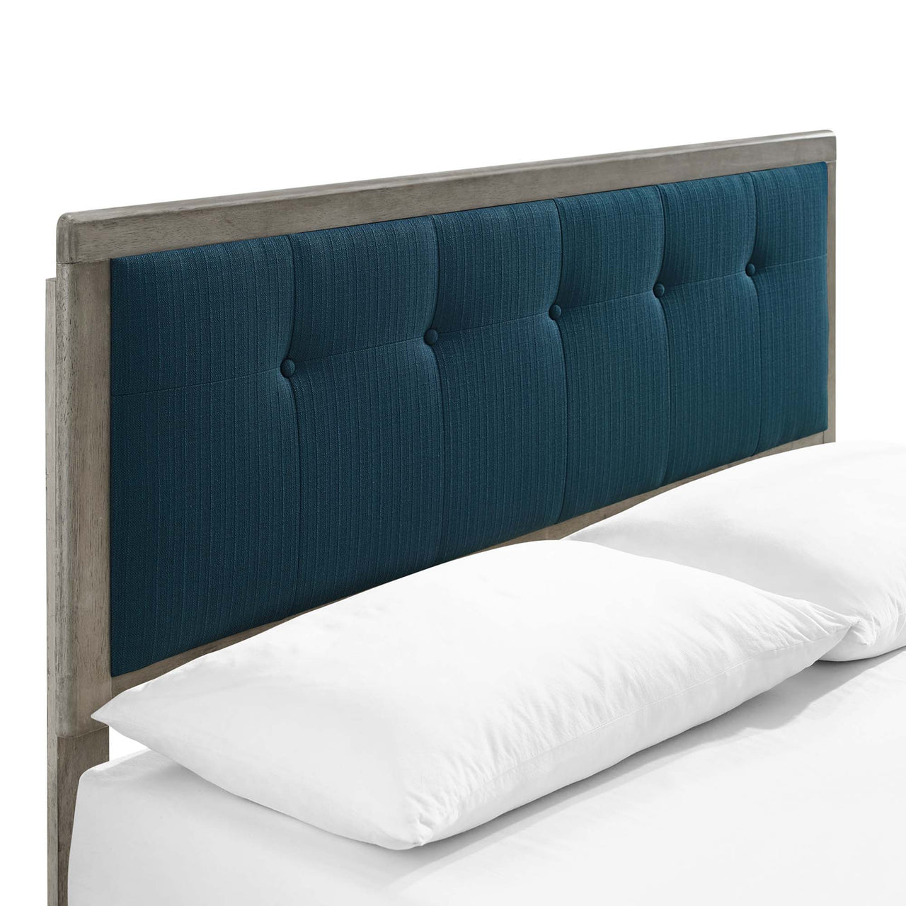 Weslow Button-Tufted Queen Platform Bed, Gray & Azure