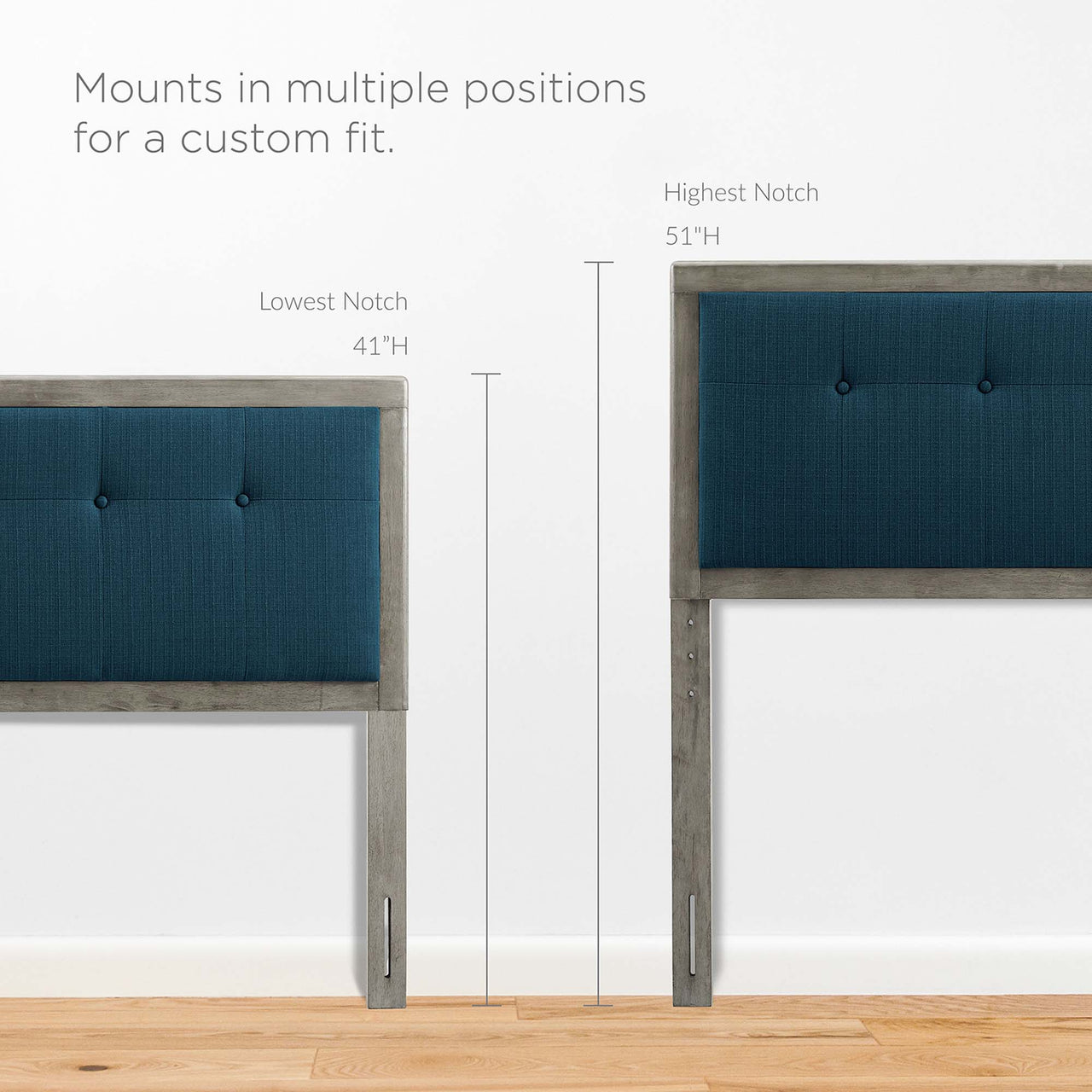 Weslow Button-Tufted Queen Platform Bed, Gray & Azure