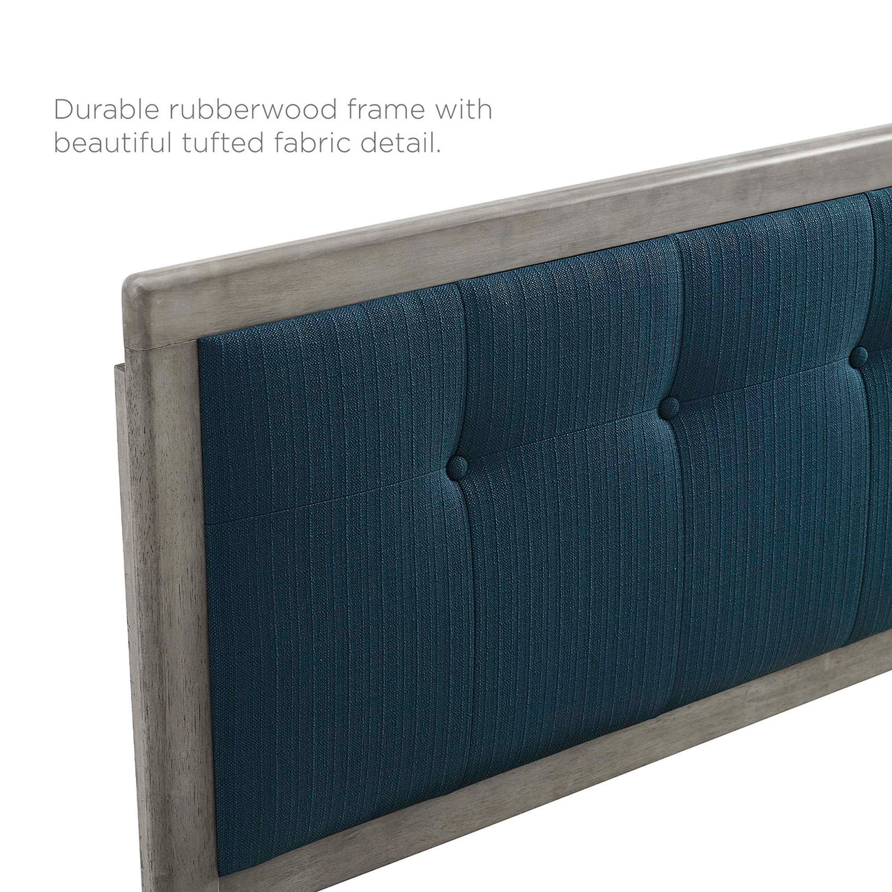 Weslow Button-Tufted Queen Platform Bed, Gray & Azure