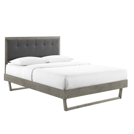 Weslow Button-Tufted Queen Platform Bed, Gray & Charcoal