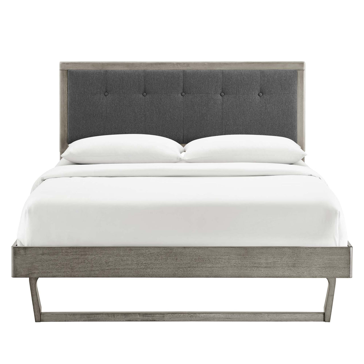 Weslow Button-Tufted Queen Platform Bed, Gray & Charcoal