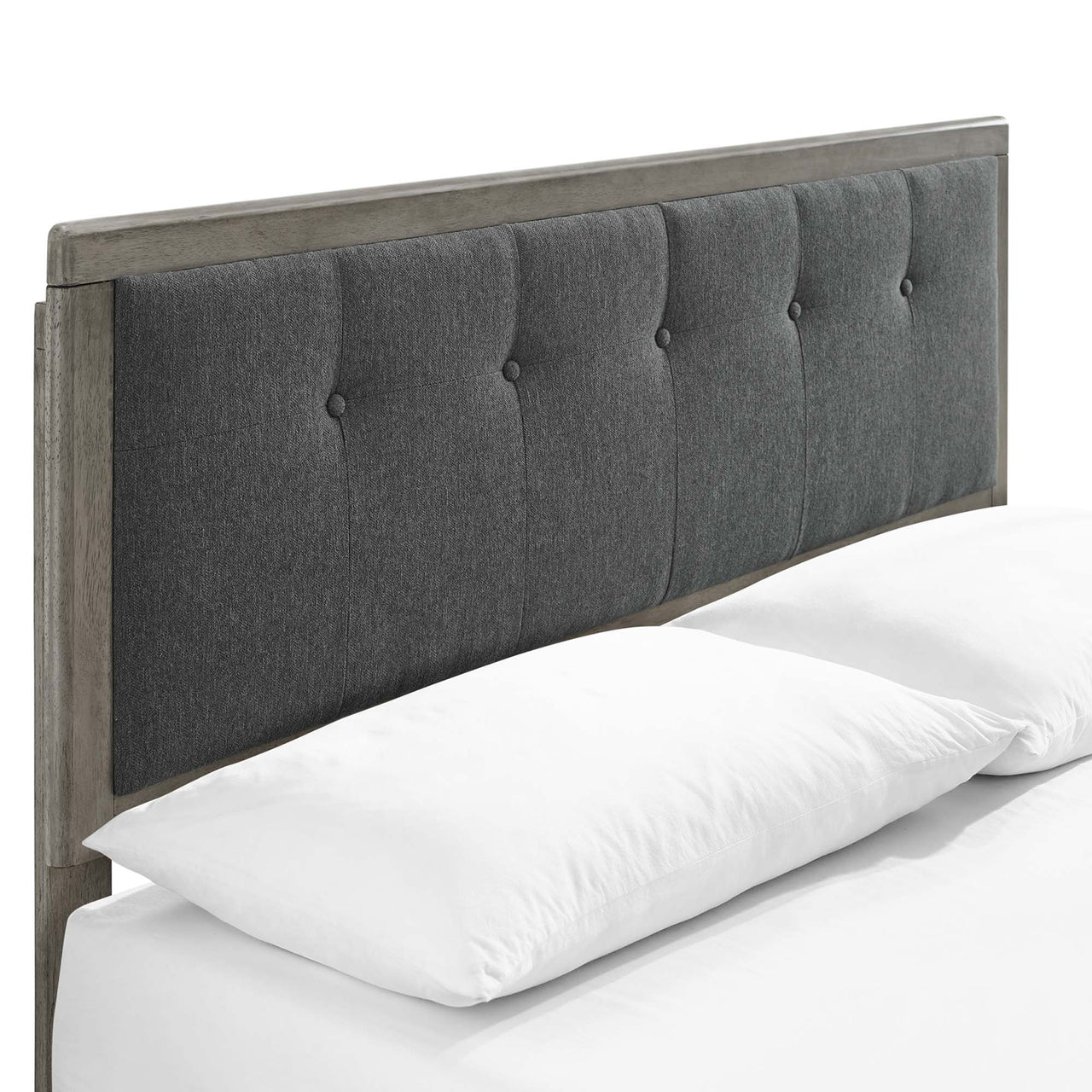 Weslow Button-Tufted Queen Platform Bed, Gray & Charcoal