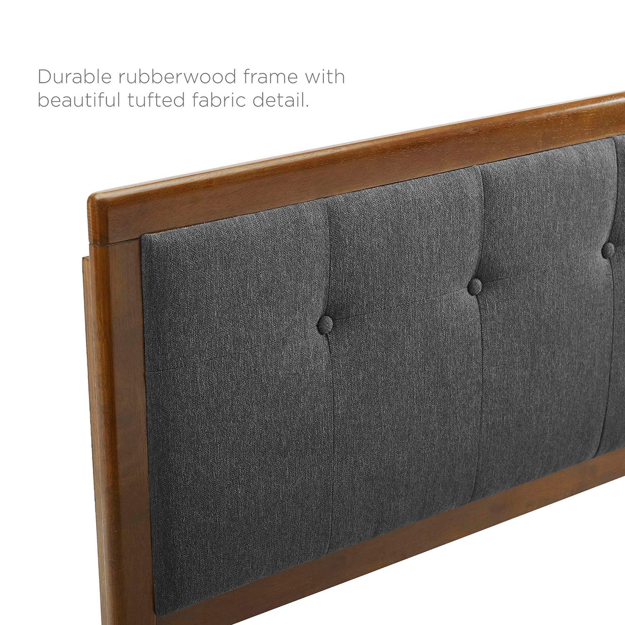 Weslow Button-Tufted Queen Platform Bed, Walnut & Charcoal