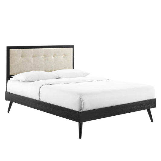 Weslow Button-Tufted Queen Platform Bed, Black & Beige