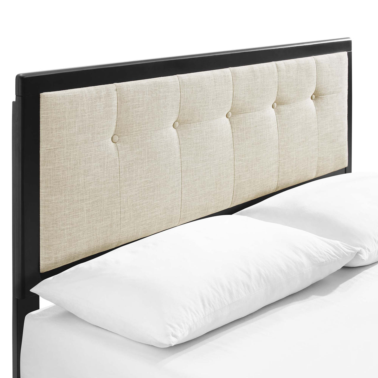 Weslow Button-Tufted Queen Platform Bed, Black & Beige