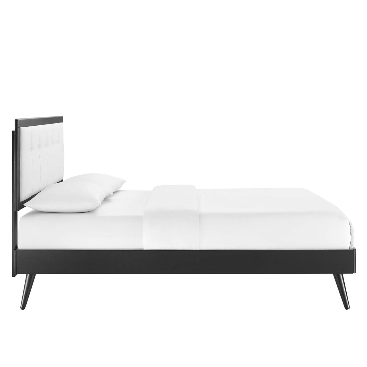 Weslow Button-Tufted Queen Platform Bed, Black & White
