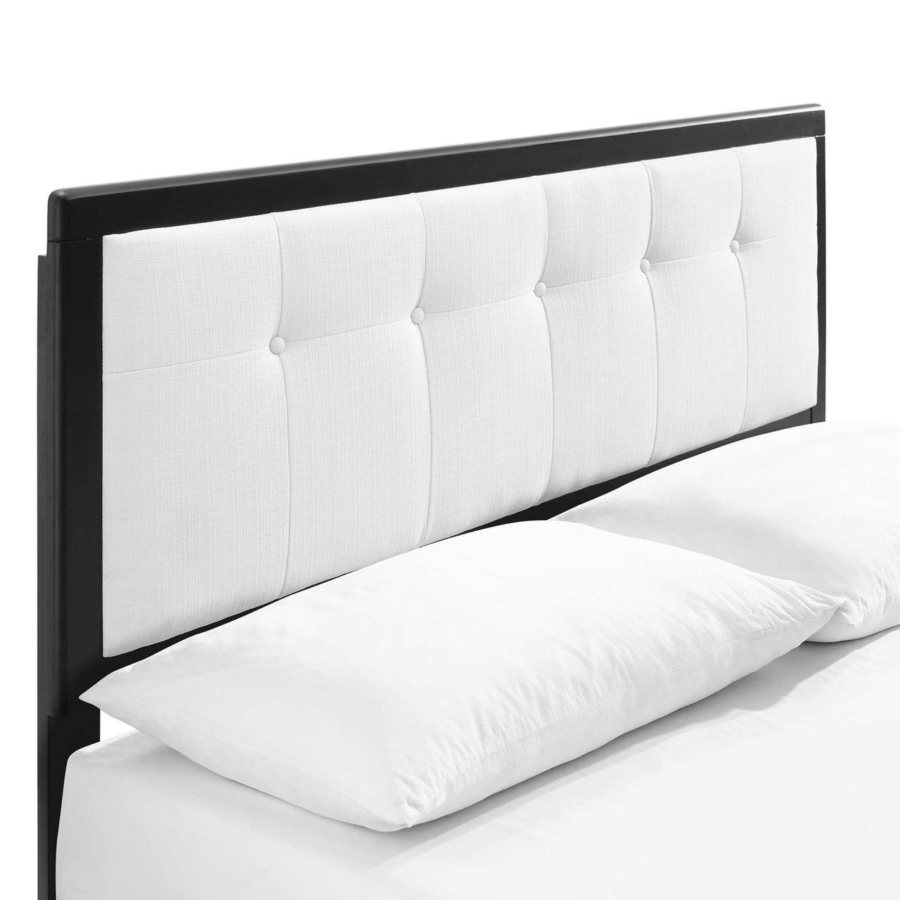 Weslow Button-Tufted Queen Platform Bed, Black & White