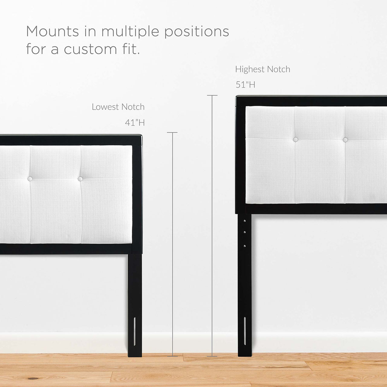 Weslow Button-Tufted Queen Platform Bed, Black & White