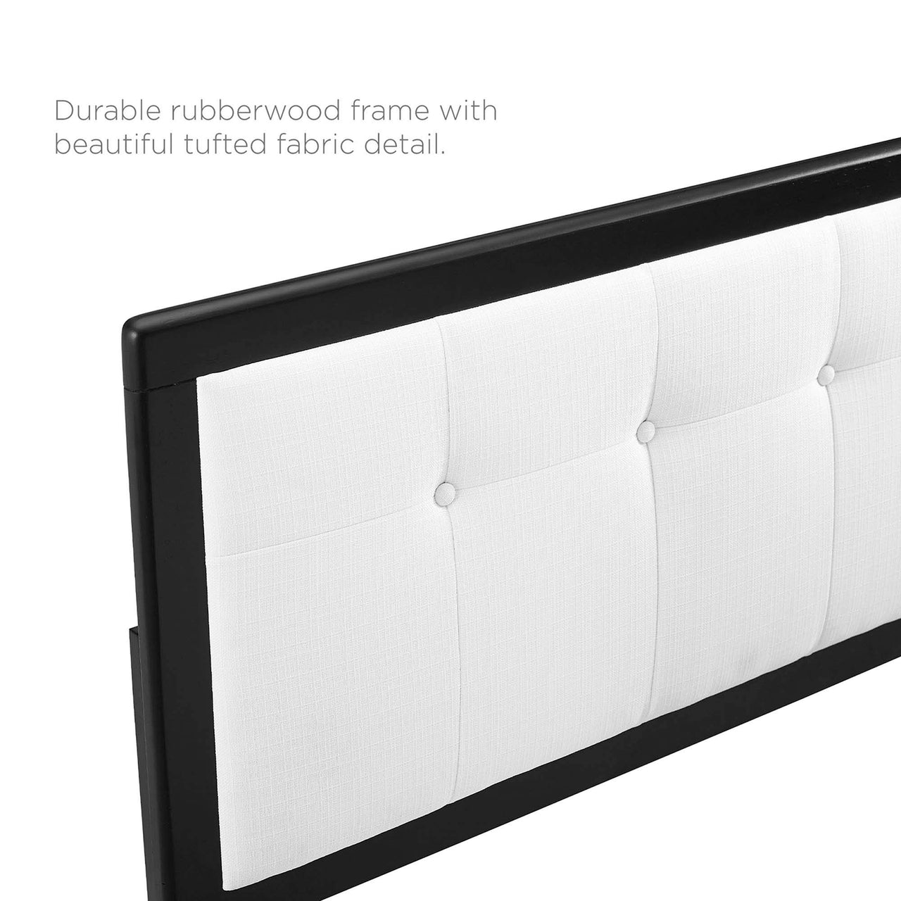 Weslow Button-Tufted Queen Platform Bed, Black & White