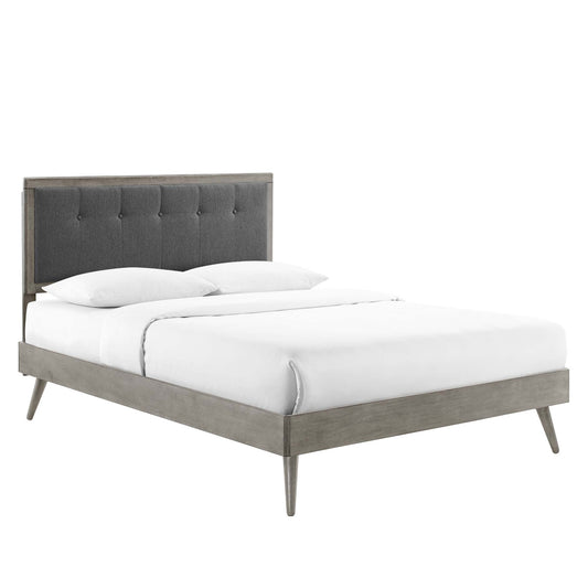 Weslow Button-Tufted Queen Platform Bed, Gray & Charcoal