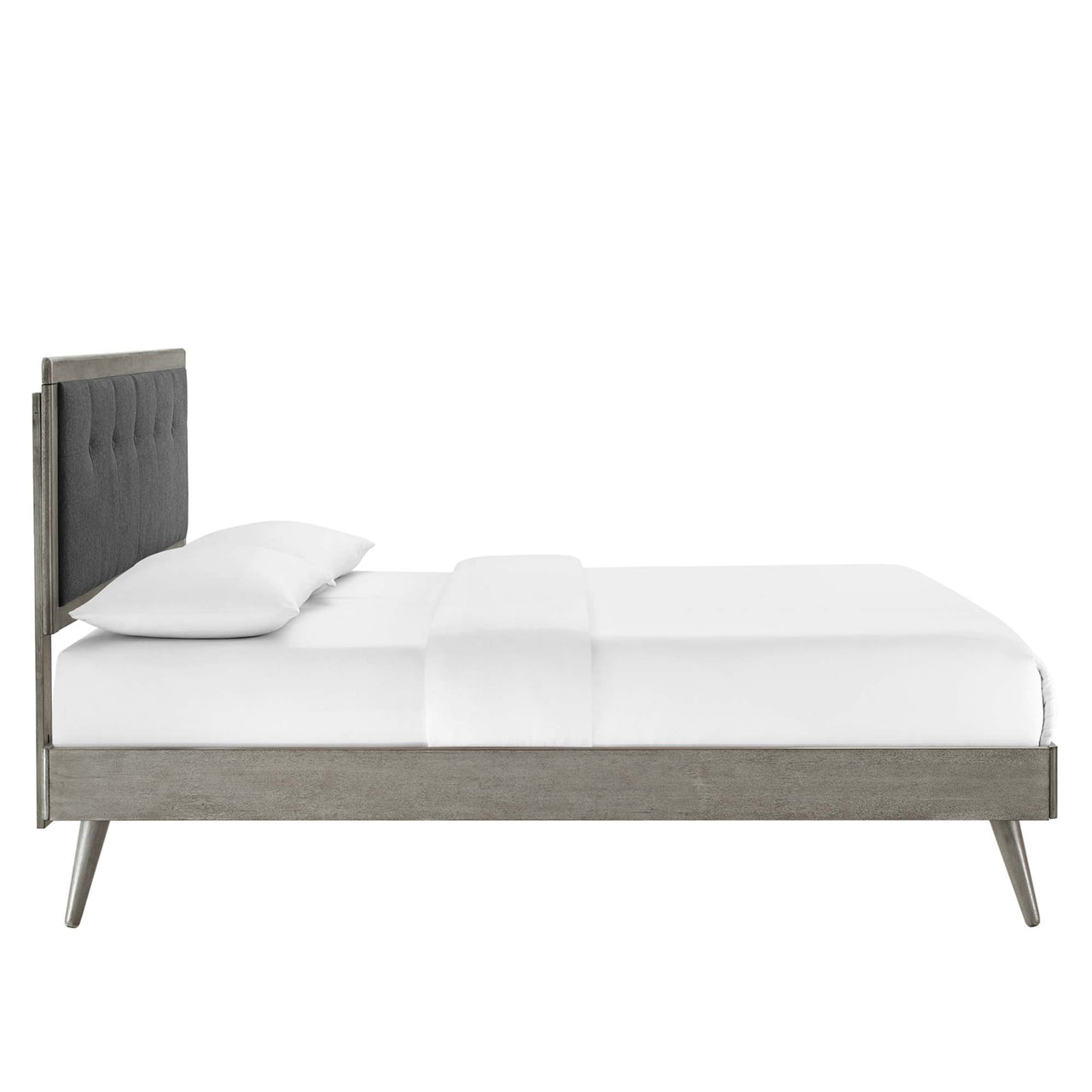 Weslow Button-Tufted Queen Platform Bed, Gray & Charcoal