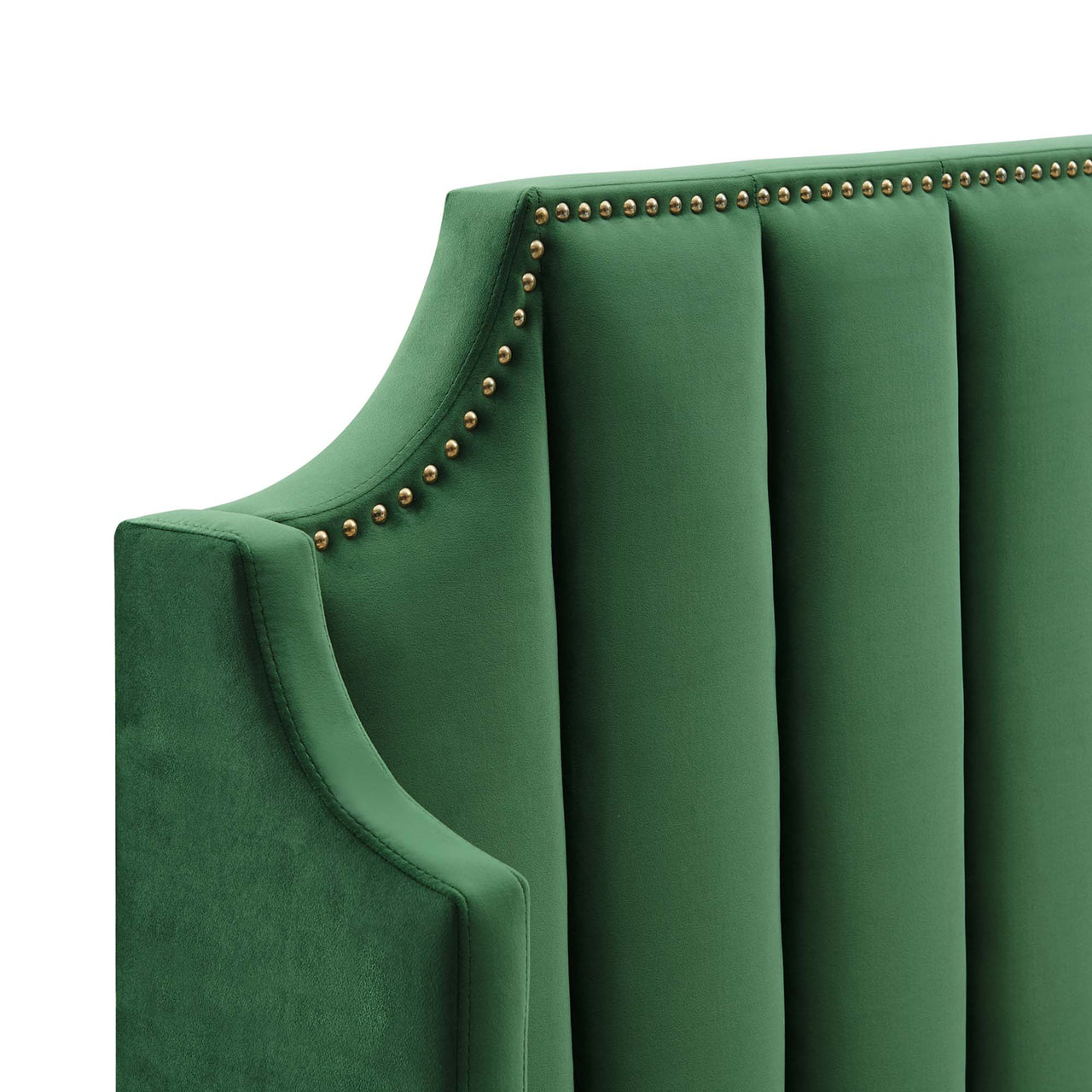 Daria Upholstered Velvet Queen Platform Bed, Emerald
