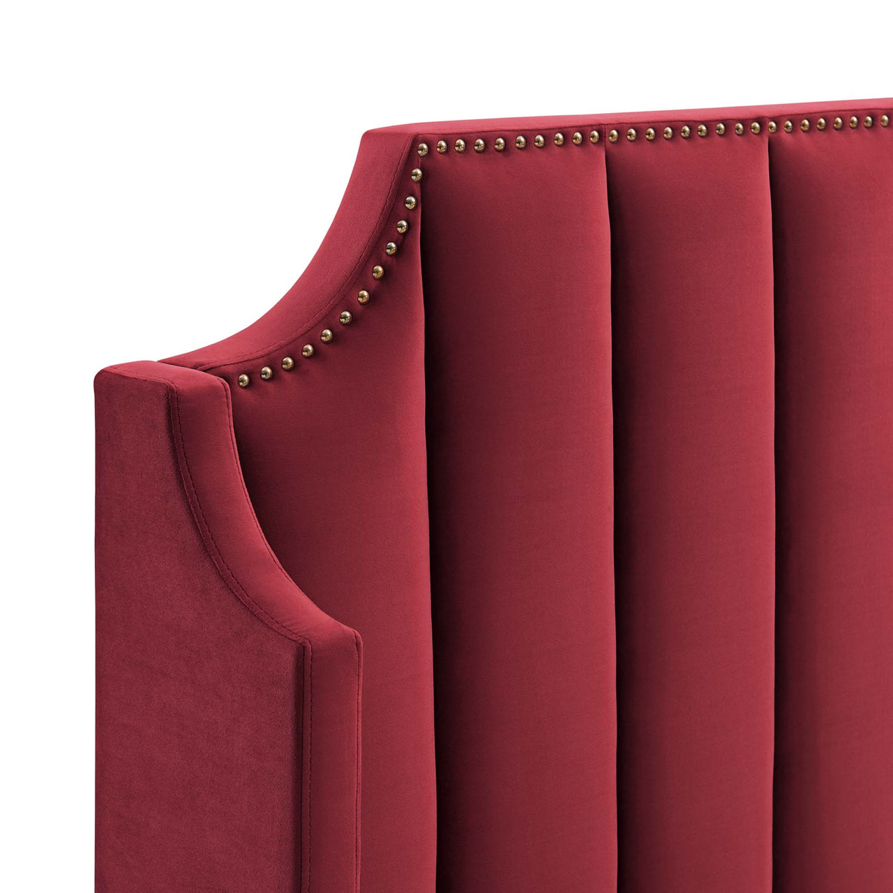 Daria Upholstered Velvet Queen Platform Bed, Maroon