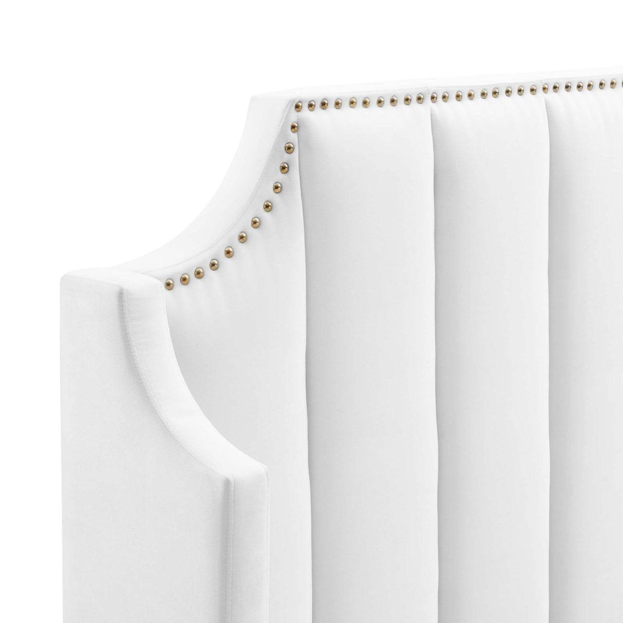 Daria Upholstered Velvet Queen Platform Bed, White