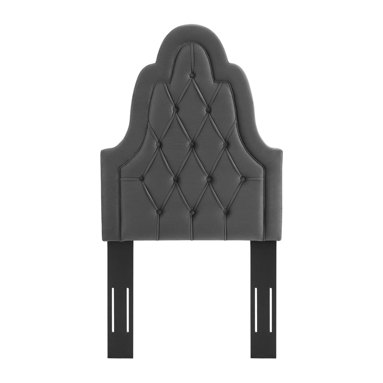 Avielle Velvet Twin Headboard, Charcoal