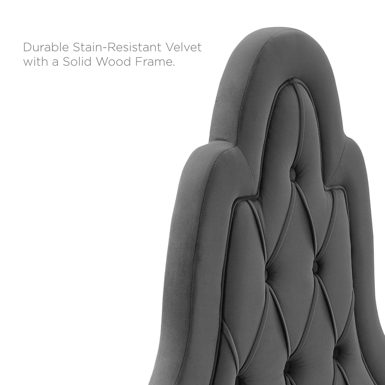 Avielle Velvet Twin Headboard, Charcoal