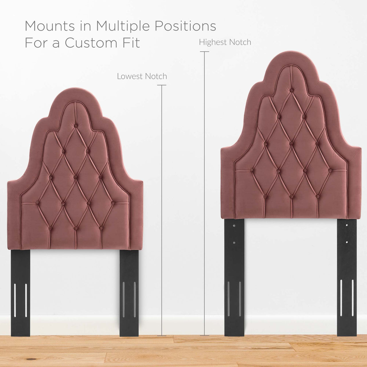 Avielle Velvet Twin Headboard, Dusty Rose