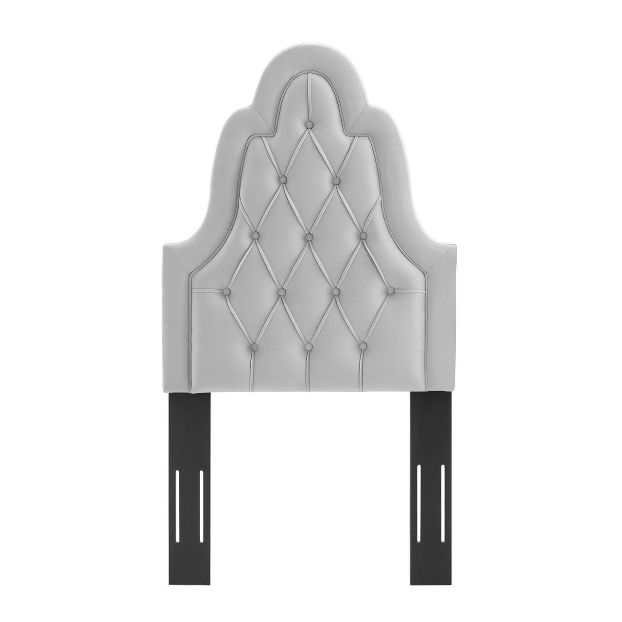 Avielle Velvet Twin Headboard, Light Gray