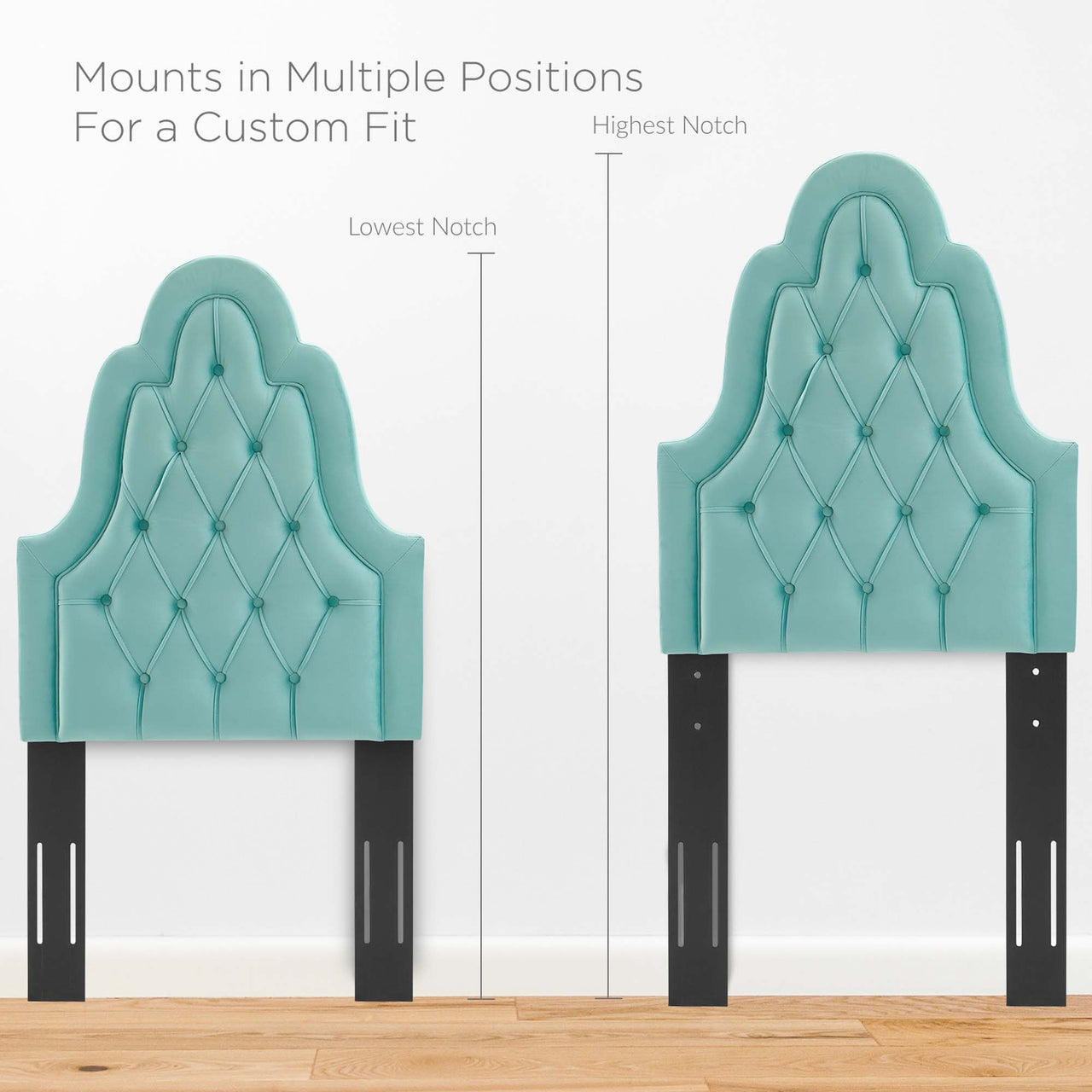 Avielle Velvet Twin Headboard, Mint