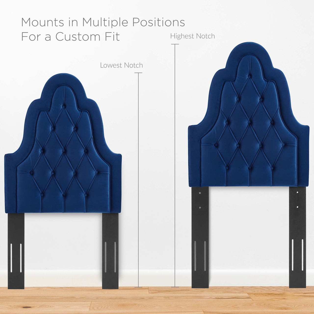 Avielle Velvet Twin Headboard, Navy