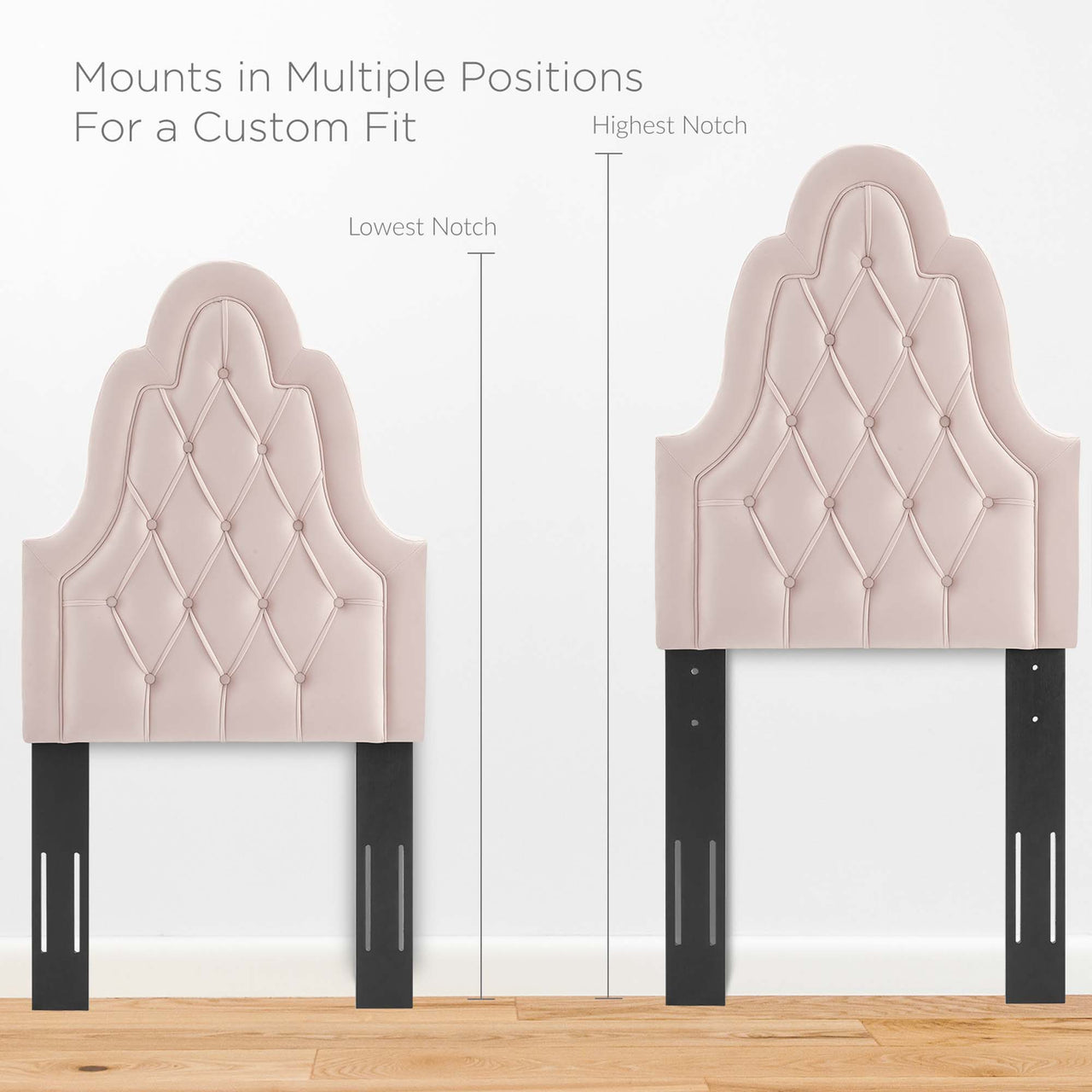 Avielle Velvet Twin Headboard, Pink