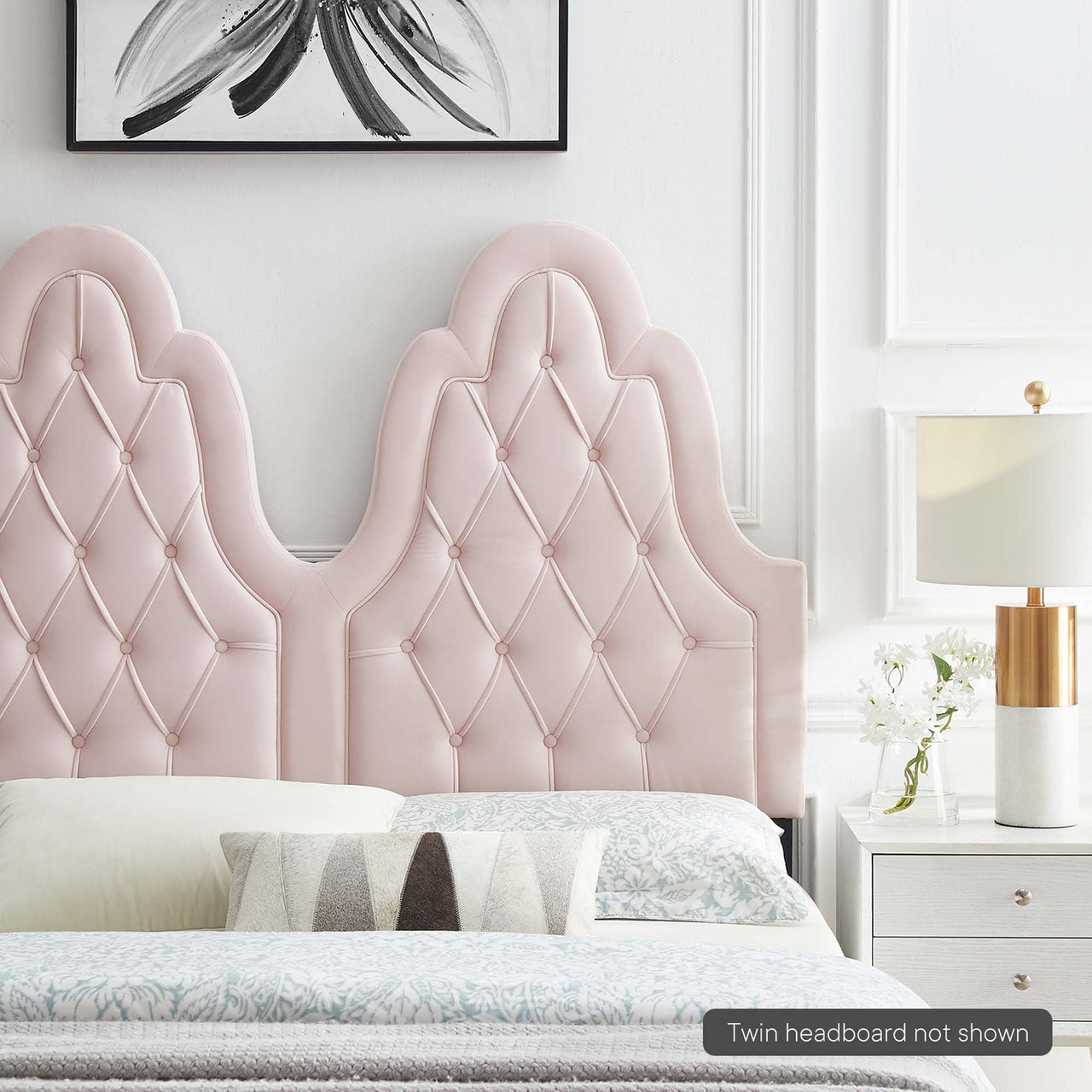 Avielle Velvet Twin Headboard, Pink