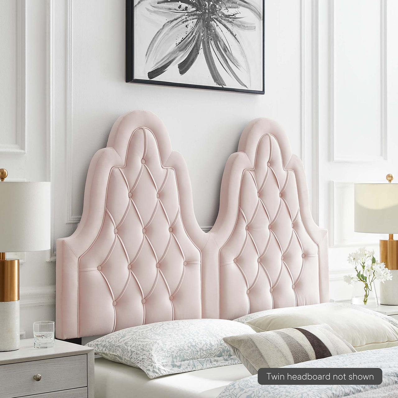 Avielle Velvet Twin Headboard, Pink