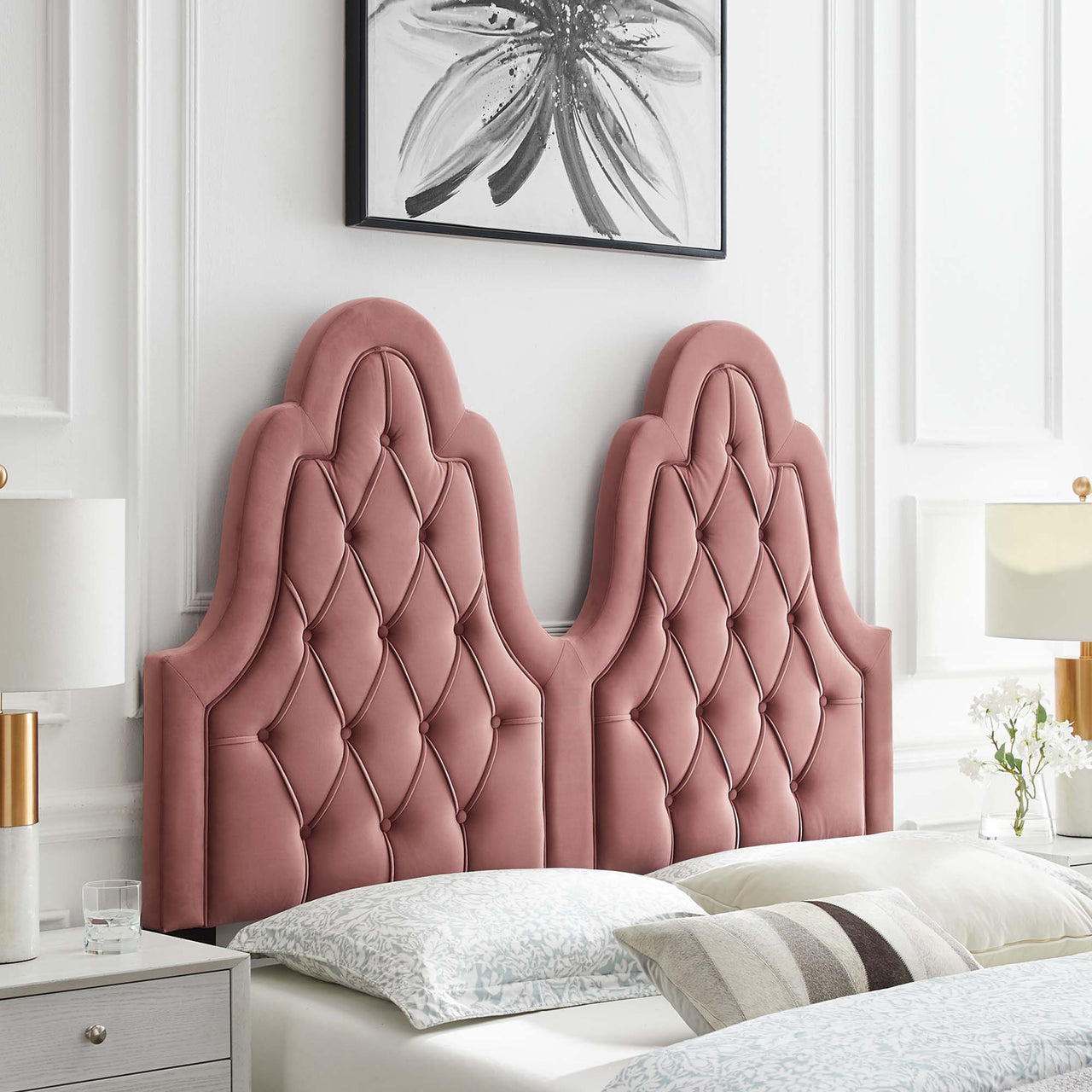 Avielle Velvet King | California King Headboard, Dusty Rose