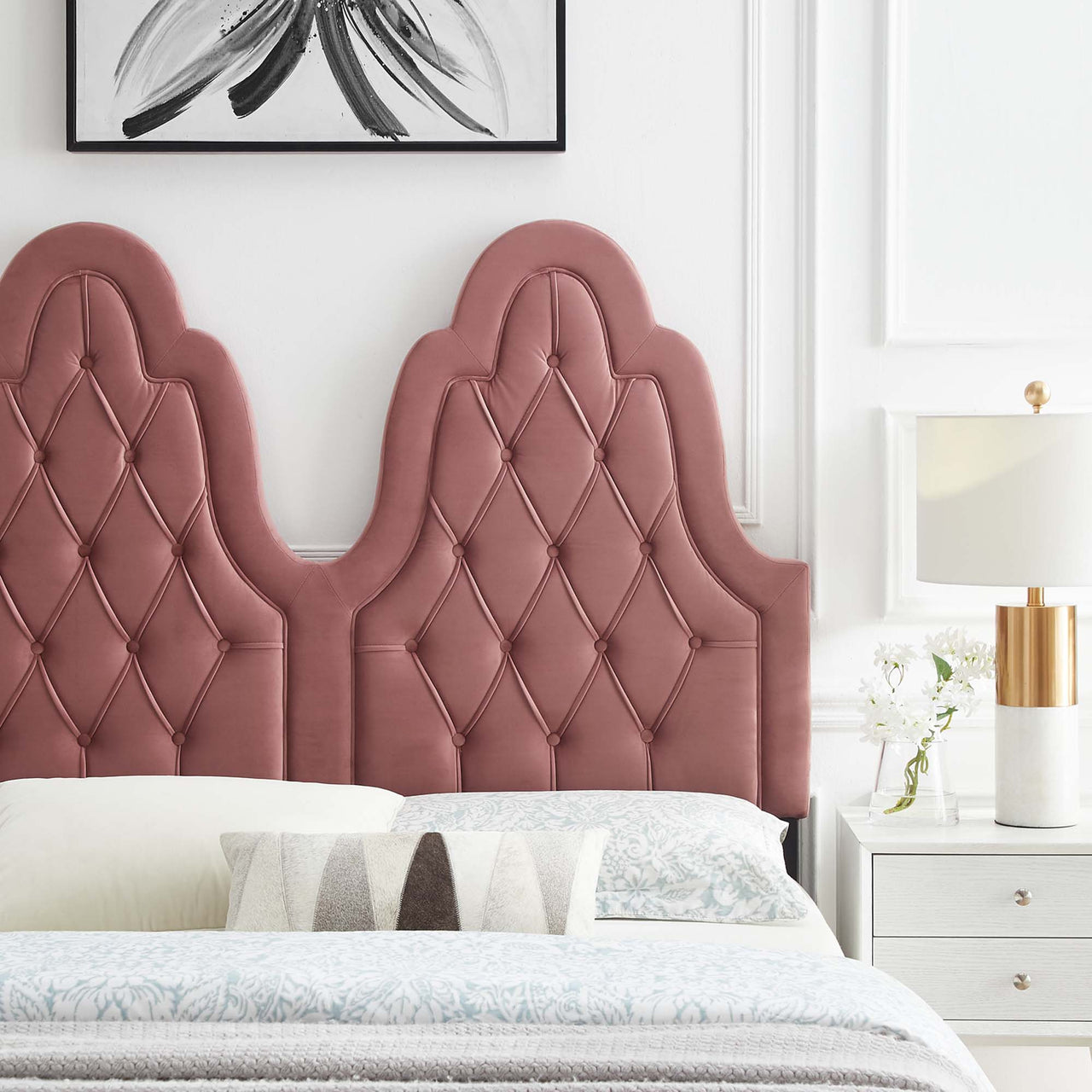Avielle Velvet King | California King Headboard, Dusty Rose