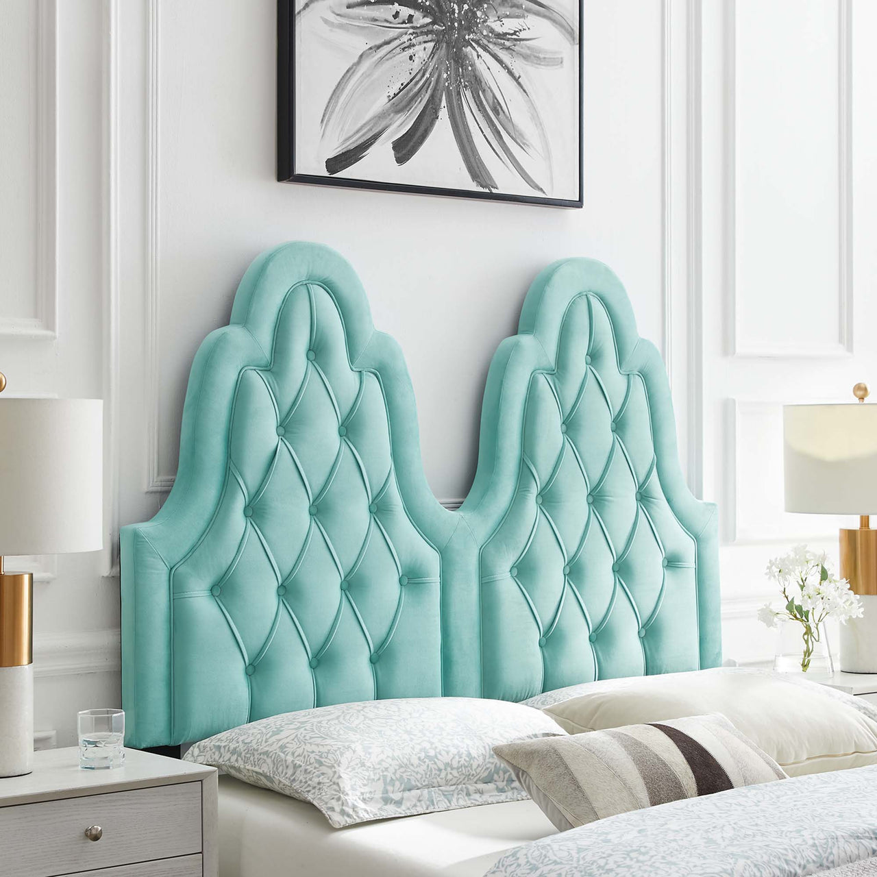 Avielle Velvet King | California King Headboard, Mint