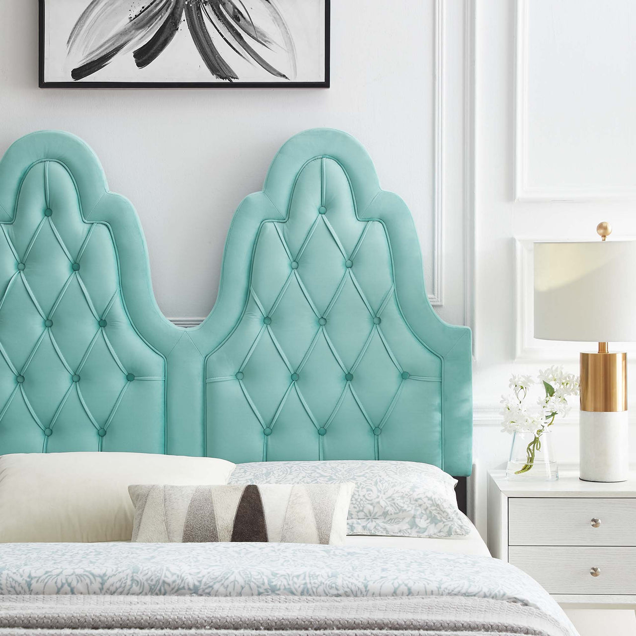 Avielle Velvet King | California King Headboard, Mint