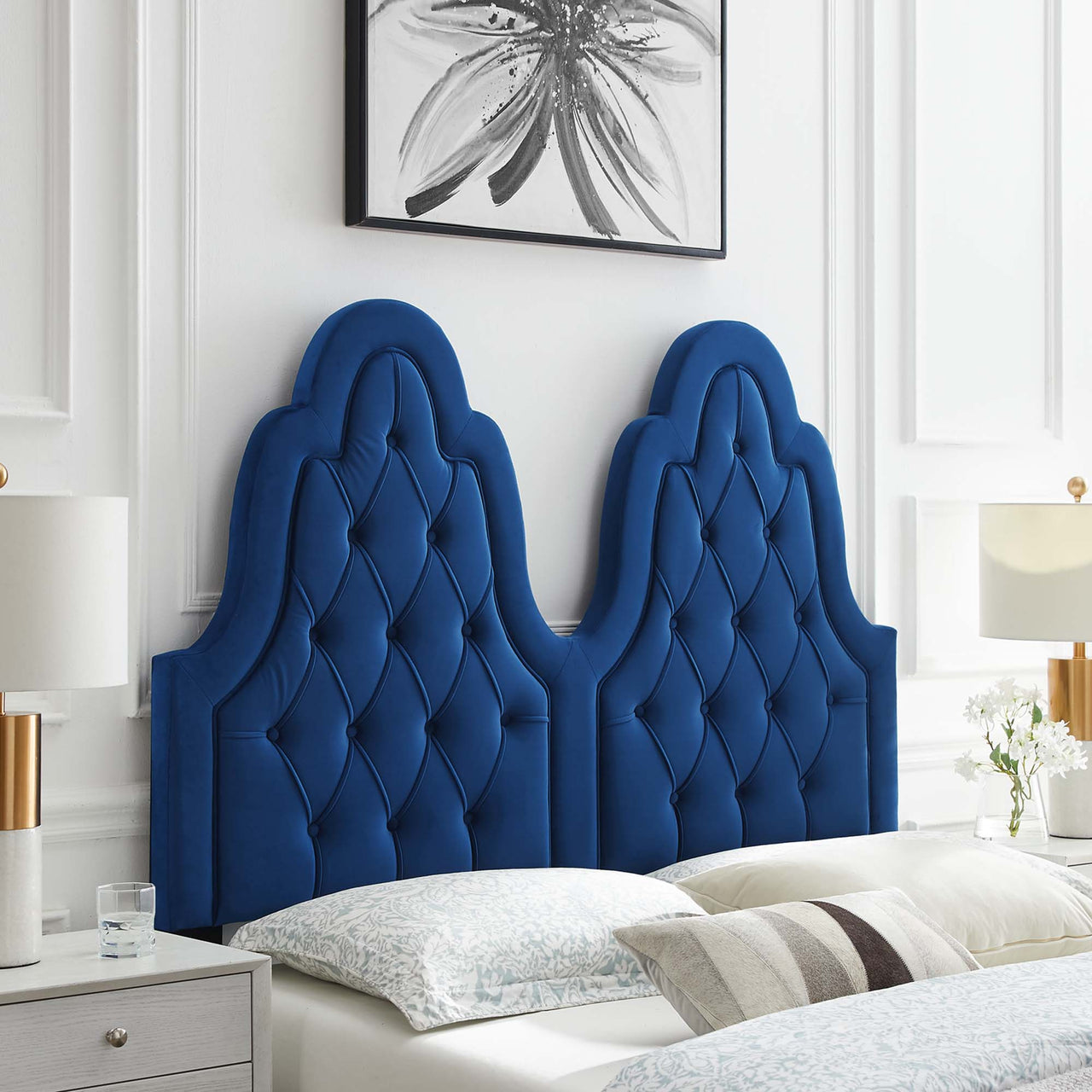 Avielle Velvet King | California King Headboard, Navy