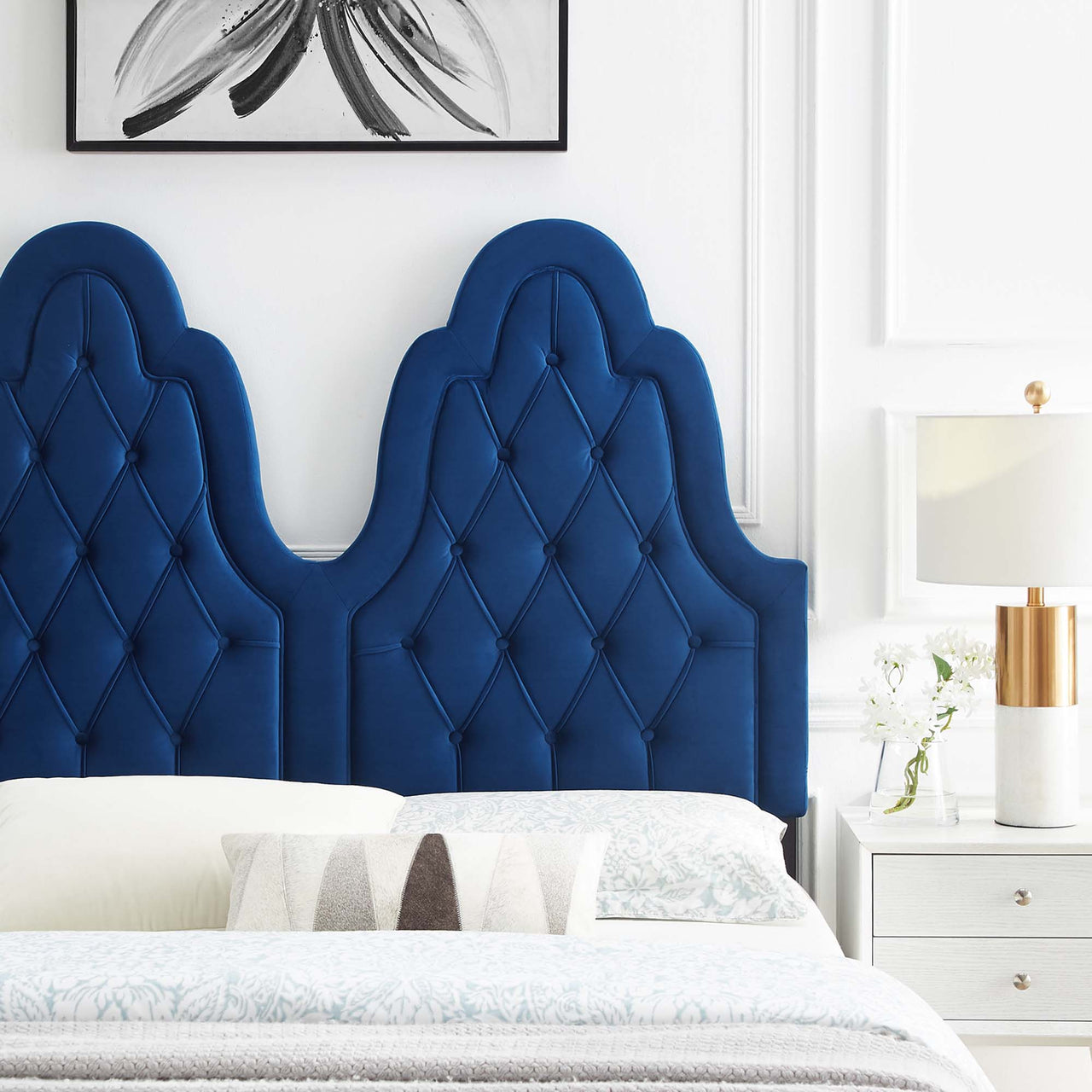 Avielle Velvet King | California King Headboard, Navy