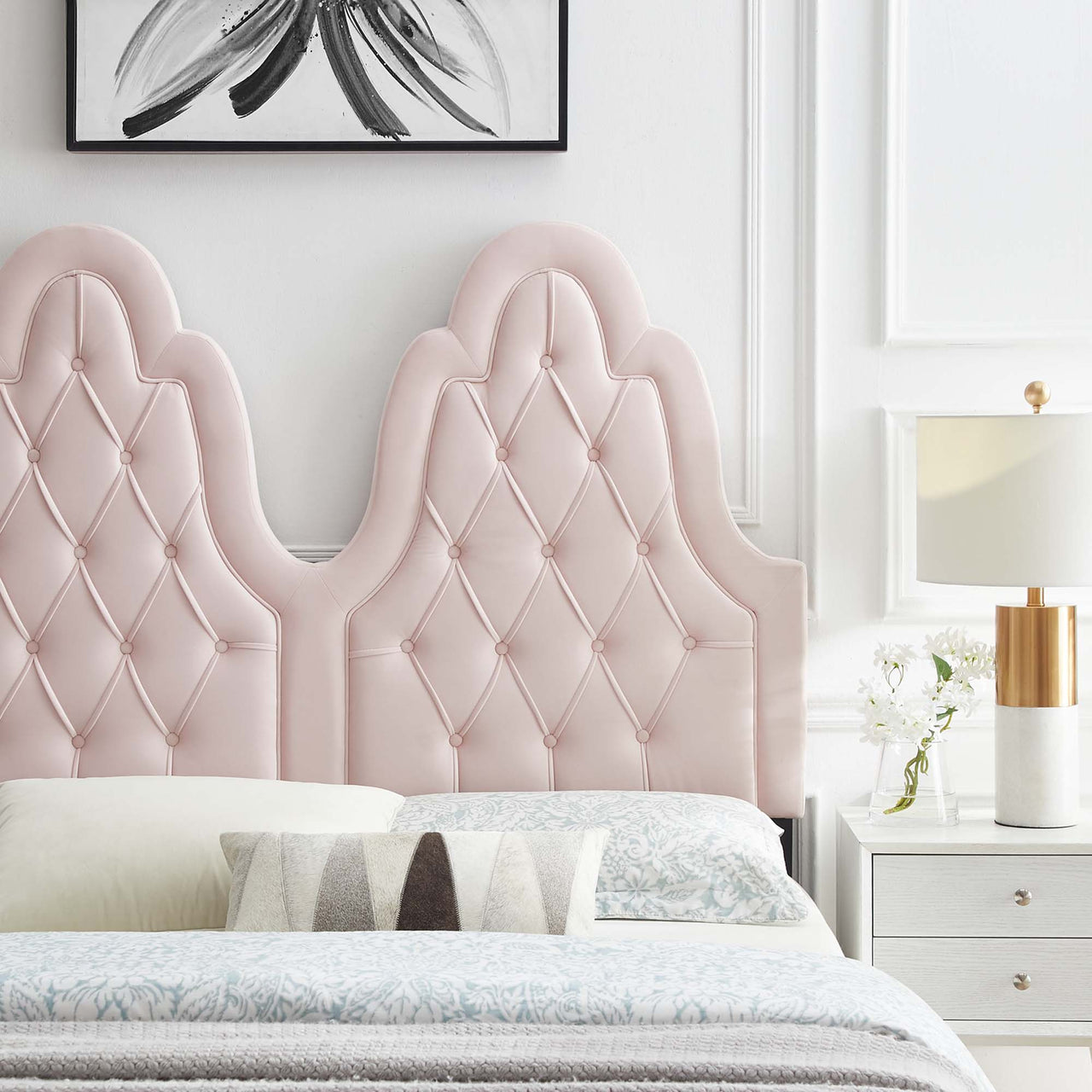 Avielle Velvet King | California King Headboard, Pink