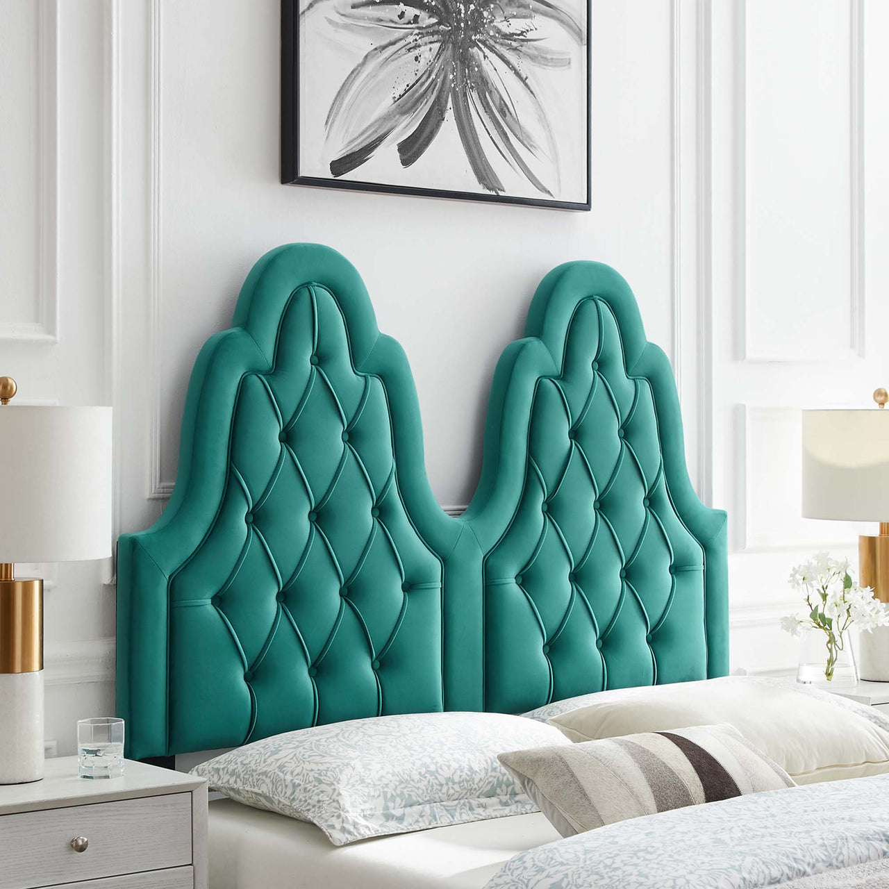 Avielle Velvet King | California King Headboard, Teal