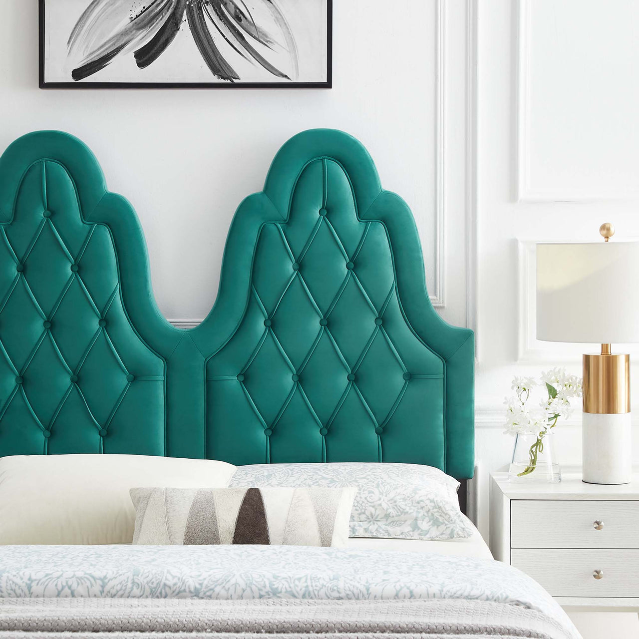 Avielle Velvet King | California King Headboard, Teal