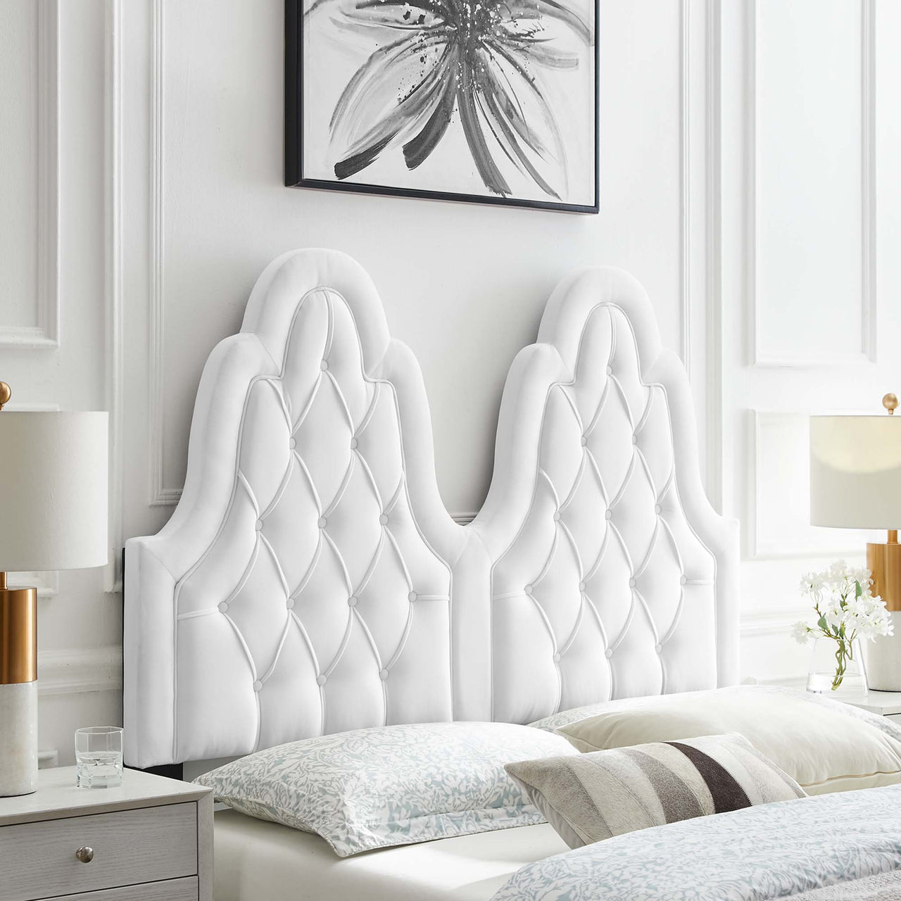 Avielle Velvet King | California King Headboard, White