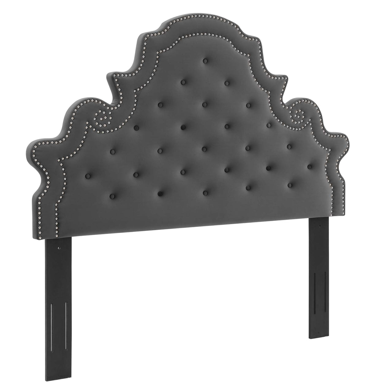 Crown Velvet Twin Headboard, Charcoal