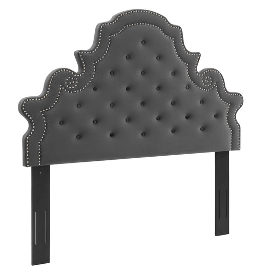 Crown Velvet Twin Headboard, Charcoal