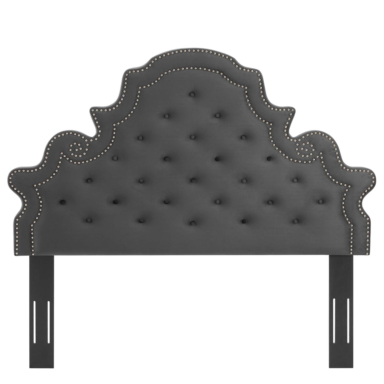Crown Velvet Twin Headboard, Charcoal