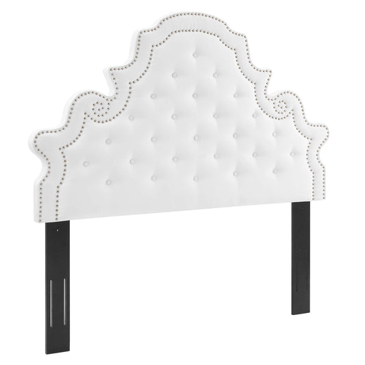 Crown Velvet Twin Headboard, White