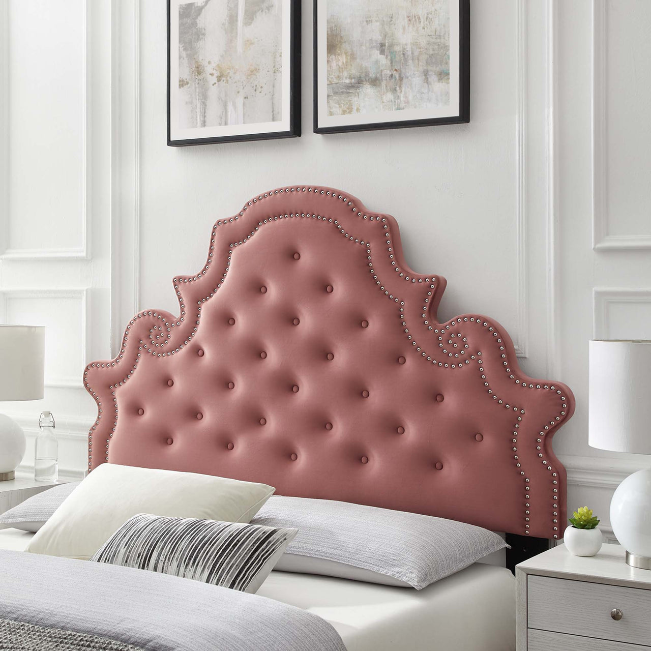 Crown Velvet King | California King Headboard, Dusty Rose