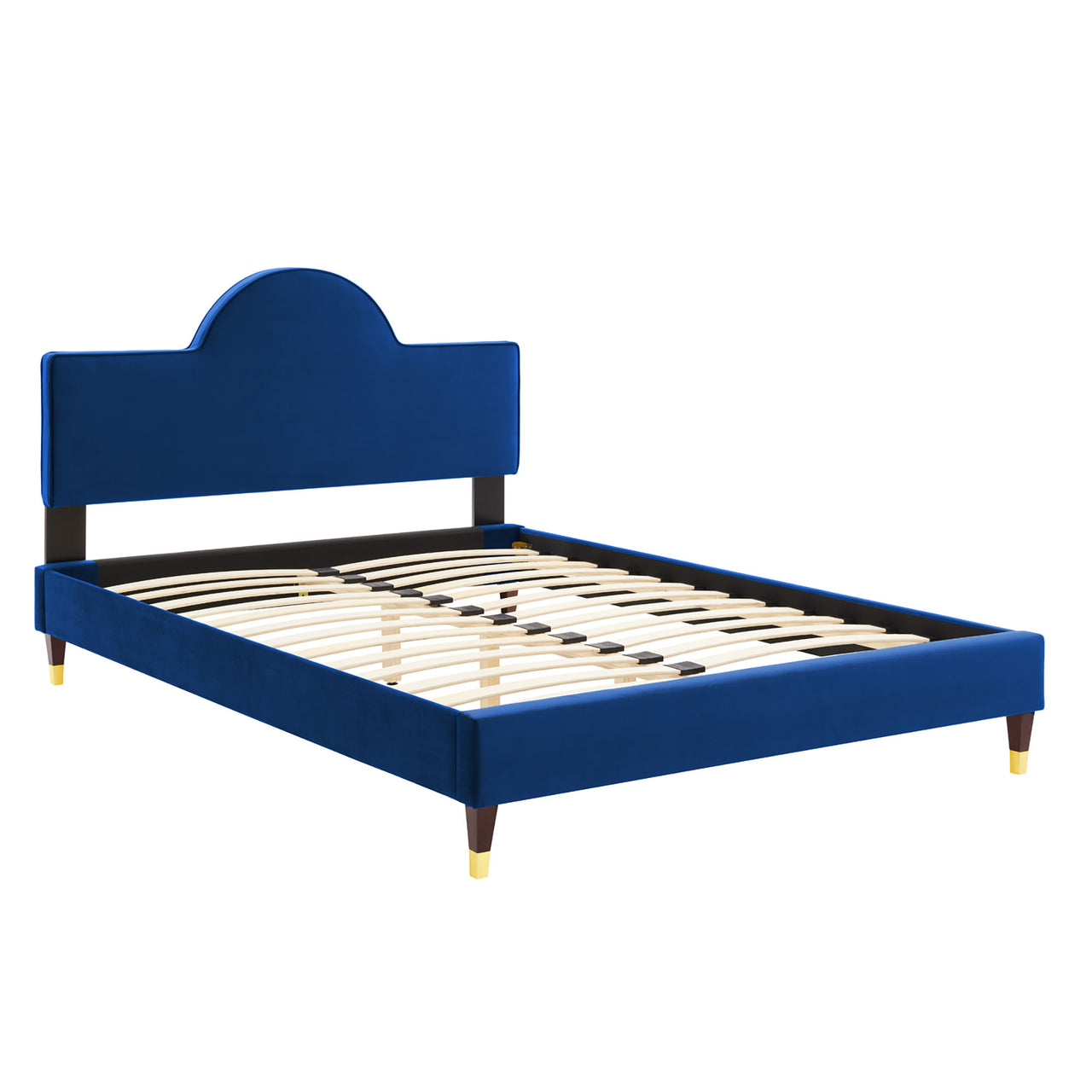 Arise Upholstered Velvet Queen Bed, Navy
