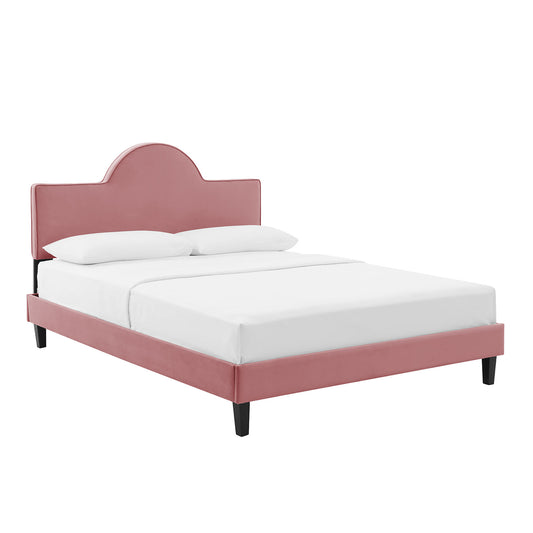 Dusk Upholstered Velvet Queen Bed, Dusty Rose