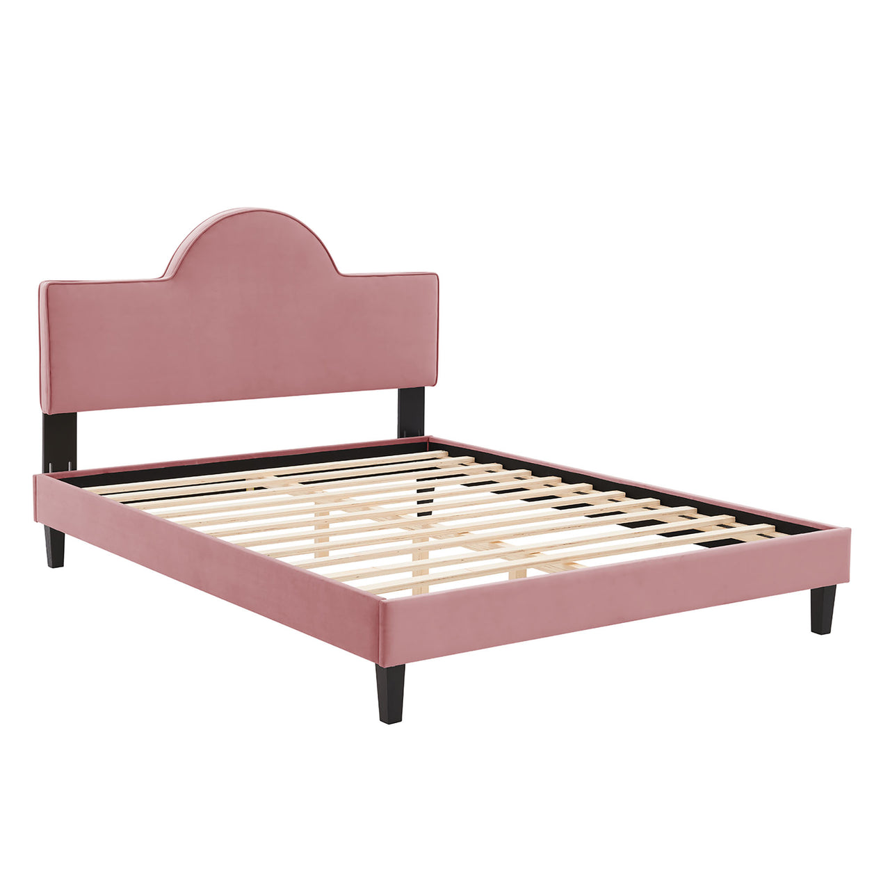 Dusk Upholstered Velvet Queen Bed, Dusty Rose