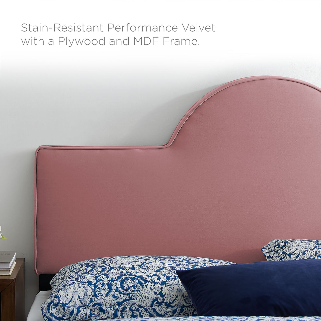 Dusk Upholstered Velvet Queen Bed, Dusty Rose